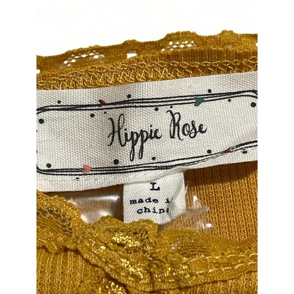 Hippie Rose Juniors' Ribbed Henley Tank Top - Golden Ore | Size L, New - Picture 4 of 6